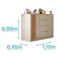 Cômoda Infantil Ayla 1 Porta E 4 Gavetas Off White Acetinado - Phoenix Baby Off White Acetinado - 4