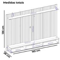 Painel Suspenso Tv 70 Pol 193 Cm Rio Freijo Off White Dj Moveis Freijo Off White - 3
