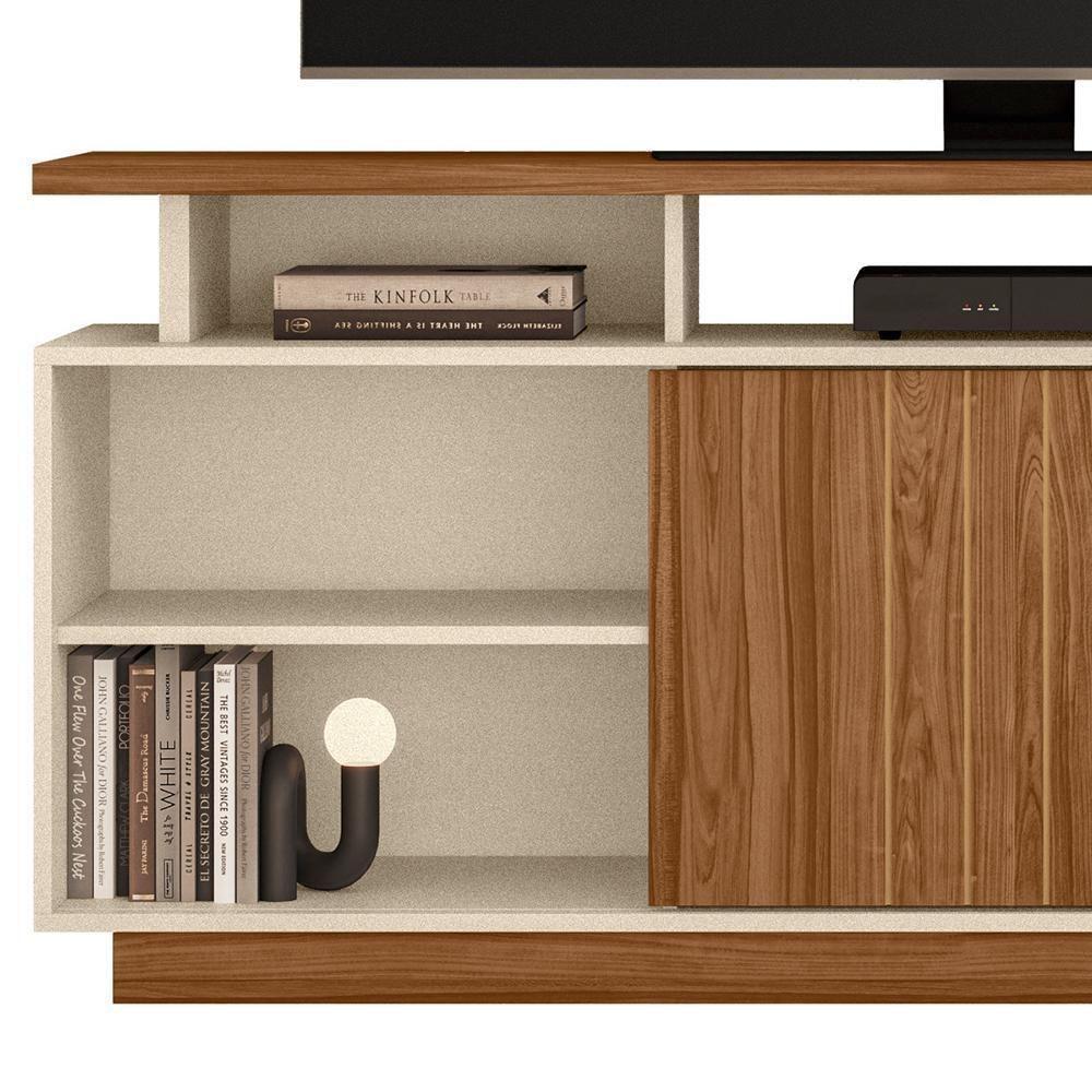 Rack Bancada Salvador 160cm Pérola Metalizado-amêndoa Para Tv Até 65? - Mobler Pérola Metalizado-amêndoa - 3