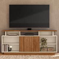 Rack Bancada Salvador 160cm Pérola Metalizado-amêndoa Para Tv Até 65? - Mobler Pérola Metalizado-amêndoa - 2