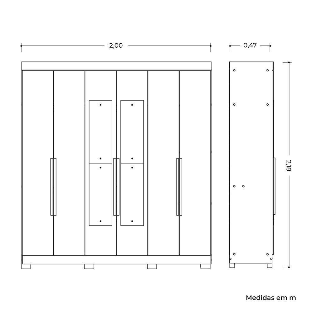 Guarda Roupa Casal Vinci 6 Portas Cinamomo Com Espelho - Móveis Albatroz Cinamomo - 4