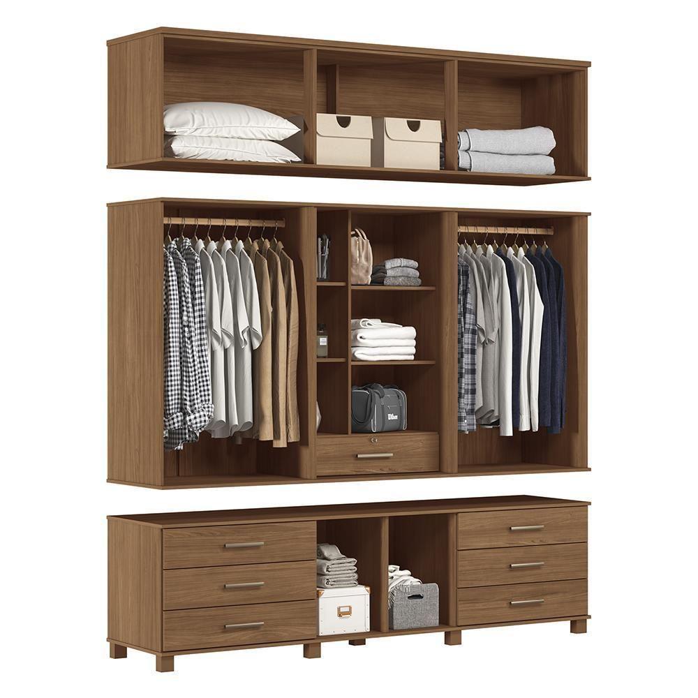 Guarda Roupa Casal Londres Capelinha 13.7 13 Portas 7 Gavetas Jatobá Com Espelho - Santos Andirá Jatobá - 3