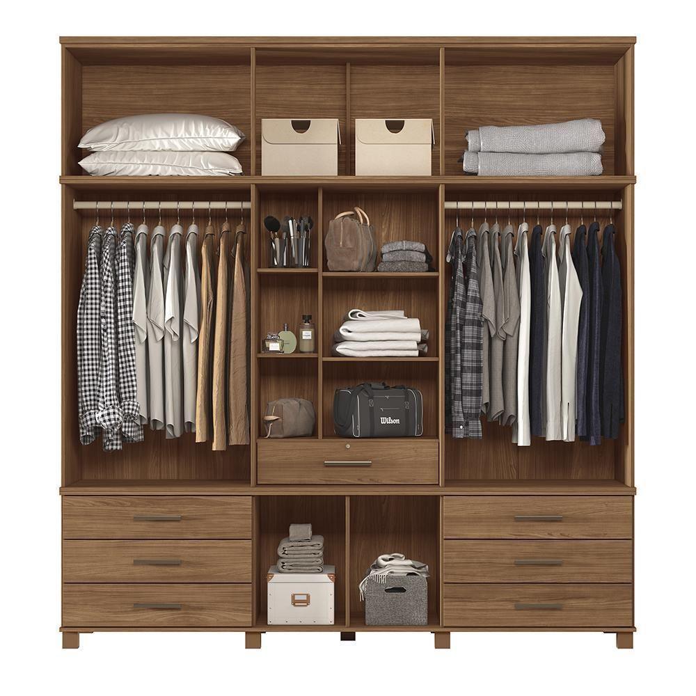 Guarda Roupa Casal Londres Capelinha 13.7 13 Portas 7 Gavetas Jatobá Com Espelho - Santos Andirá Jatobá - 4