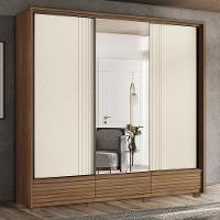 Guarda Roupa Democrata 3 Portas Deslizantes Flex Jatobá-areia Com Espelho E Pés - Santos Andirá Jatobá-areia - 2