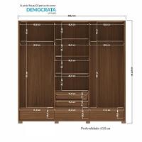 Guarda Roupa Democrata 3 Portas Deslizantes Flex Jatobá-areia Com Espelho E Pés - Santos Andirá Jatobá-areia - 5