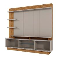 Estante Home Vinhedos 200cm Grigio Fosco-amêndoa Para Tv Até 65? - Mobler Grigio Fosco-amêndoa - 3