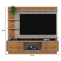 Estante Home Vinhedos 200cm Grigio Fosco-amêndoa Para Tv Até 65? - Mobler Grigio Fosco-amêndoa - 4