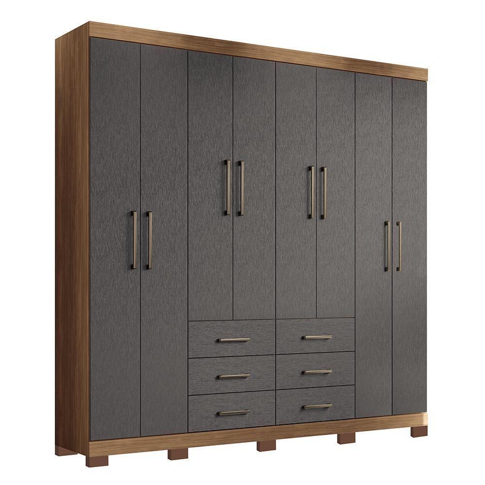 Guarda Roupa Casal Liverpool 8.6 8 Portas 6 Gavetas Jatobá-grafite Com Pés - Santos Andirá Jatobá-grafite - 1