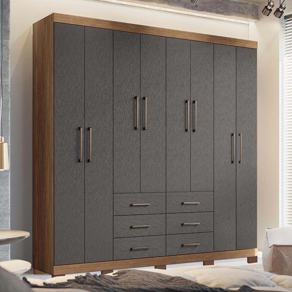 Guarda Roupa Casal Liverpool 8.6 8 Portas 6 Gavetas Jatobá-grafite Com Pés - Santos Andirá Jatobá-grafite - 2