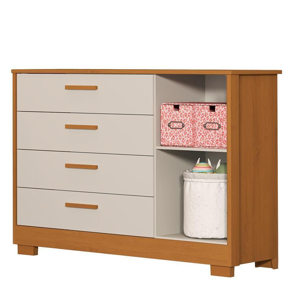 Cômoda Infantil Zaki 1 Porta E 4 Gavetas Areia Fosco-savana - Reller Móveis Areia Fosco-savana - 3