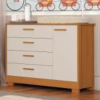 Cômoda Infantil Zaki 1 Porta E 4 Gavetas Areia Fosco-savana - Reller Móveis Areia Fosco-savana - 2