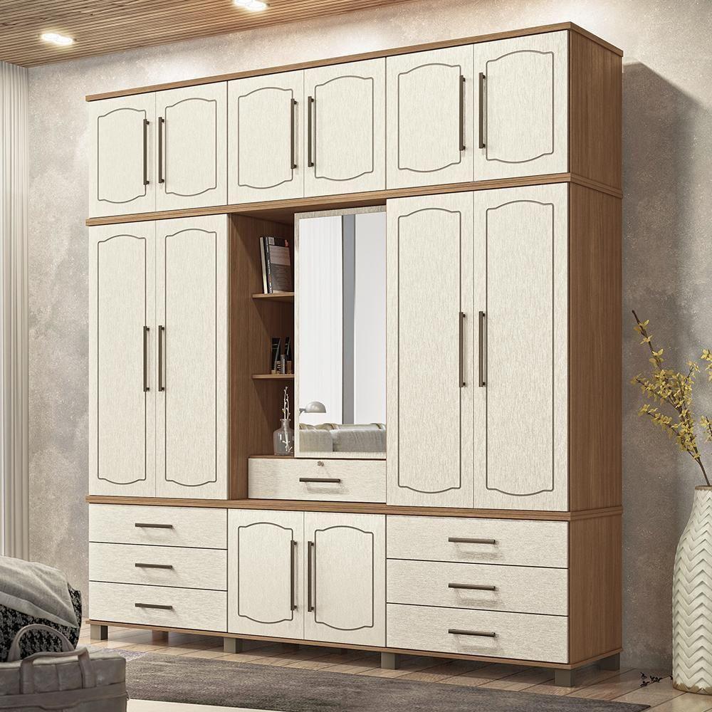 Guarda Roupa Casal Londres Capelinha 13.7 13 Portas 7 Gavetas Jatobá-areia Com Espelho - Santos Andirá Jatobá-areia - 2