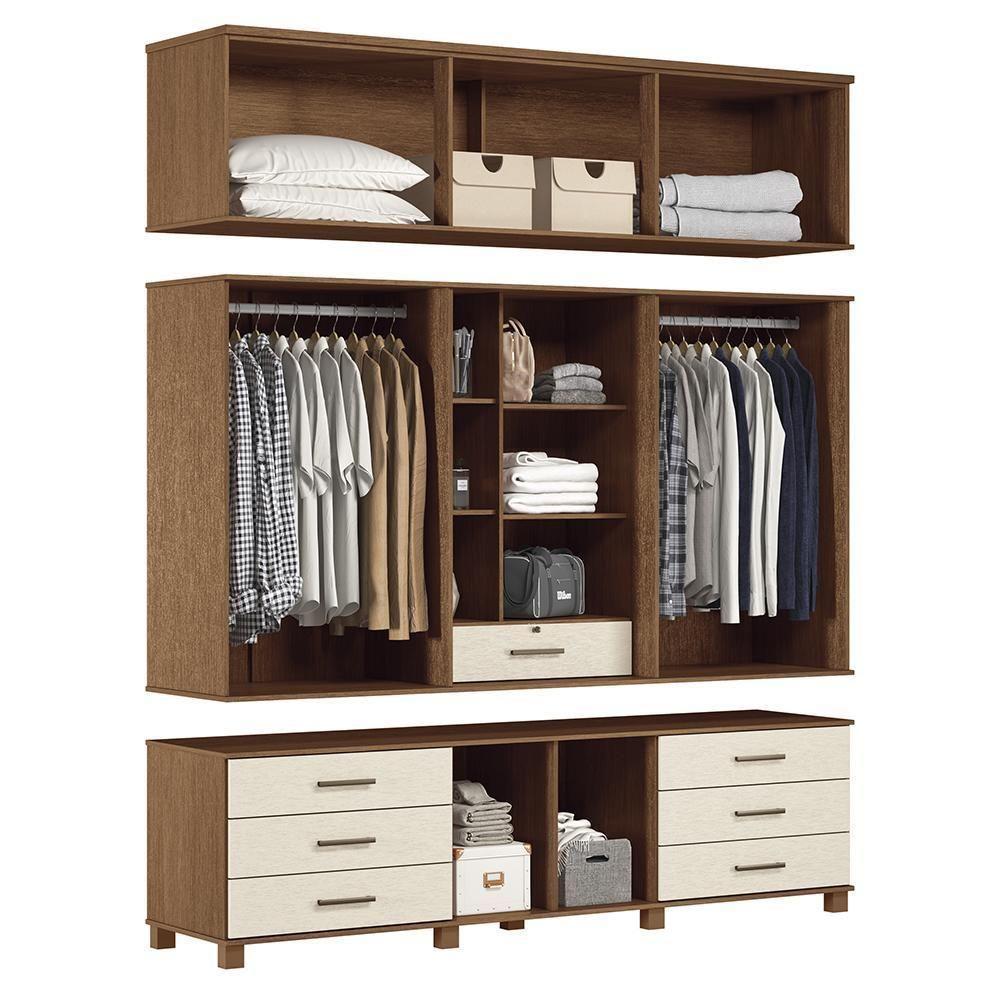 Guarda Roupa Casal Londres Capelinha 13.7 13 Portas 7 Gavetas Jatobá-areia Com Espelho - Santos Andirá Jatobá-areia - 3