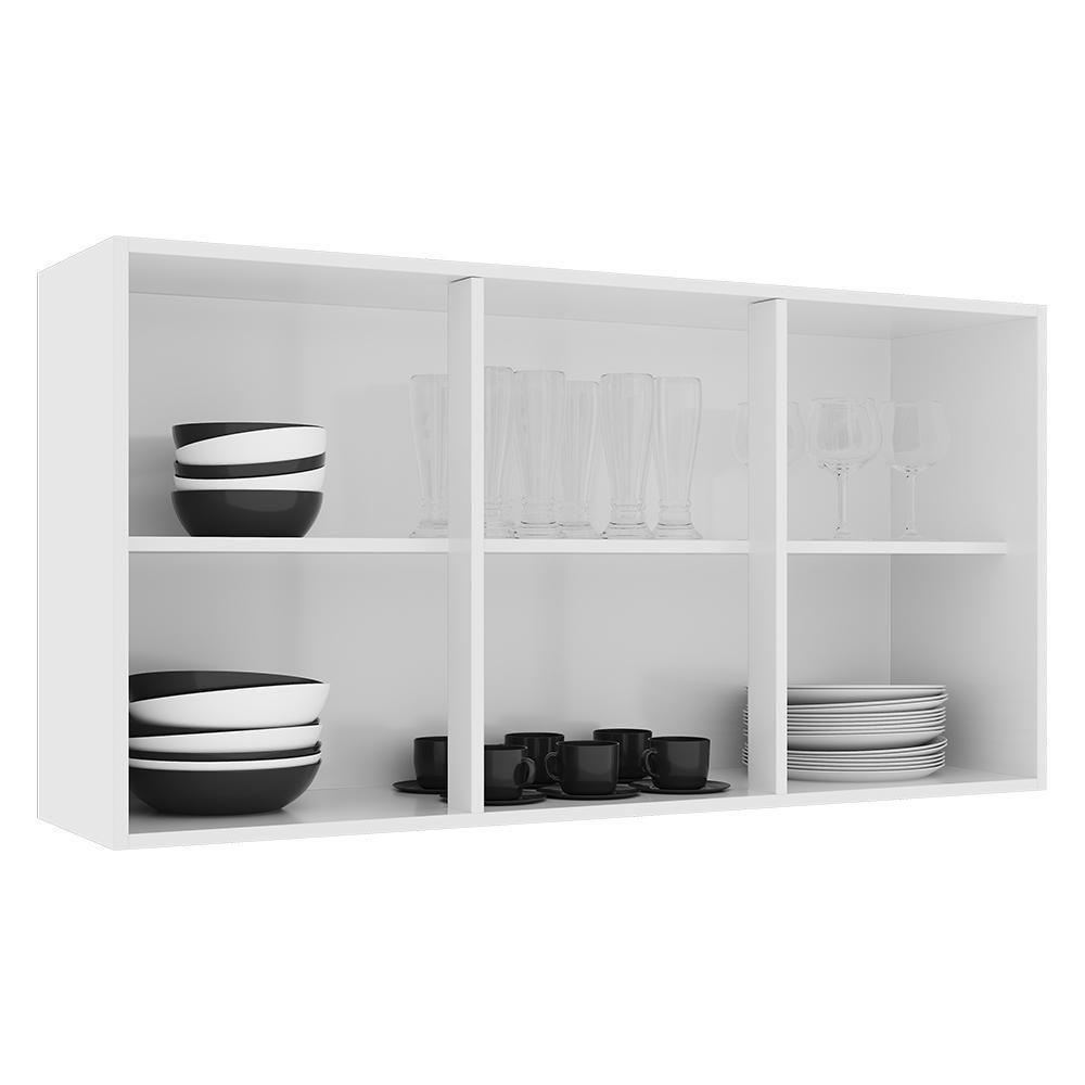 Armário Aéreo Dinamarca 120cm 3 Portas Branco - Indékes Branco - 2