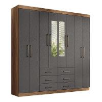 Guarda Roupa Casal Liverpool 8.6 8 Portas 6 Gavetas Jatobá-grafite Com Espelho - Santos Andirá Jatobá-grafite - 1