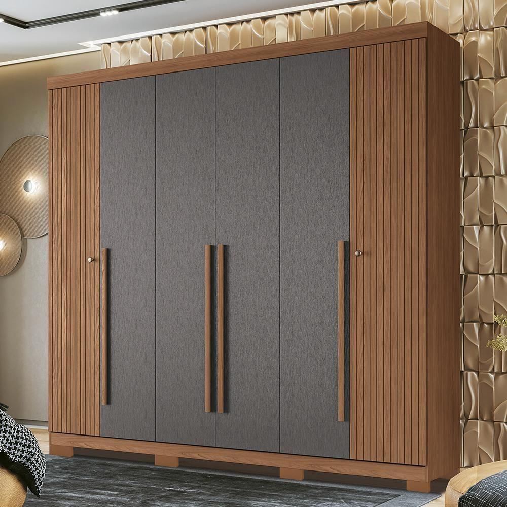 Guarda Roupa Casal Buriti Ripado 6 Portas Jatobá-grafite Com Pés - Santos Andirá Jatobá-grafite - 2