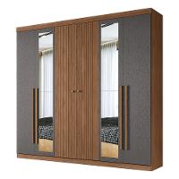 Guarda Roupa Casal Buriti Ripado 6 Portas Jatobá-grafite Com Espelho - Santos Andirá Jatobá-grafite - 1