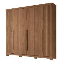 Guarda Roupa Casal Buriti Ripado 6 Portas Jatobá Com Pés - Santos Andirá Jatobá - 1