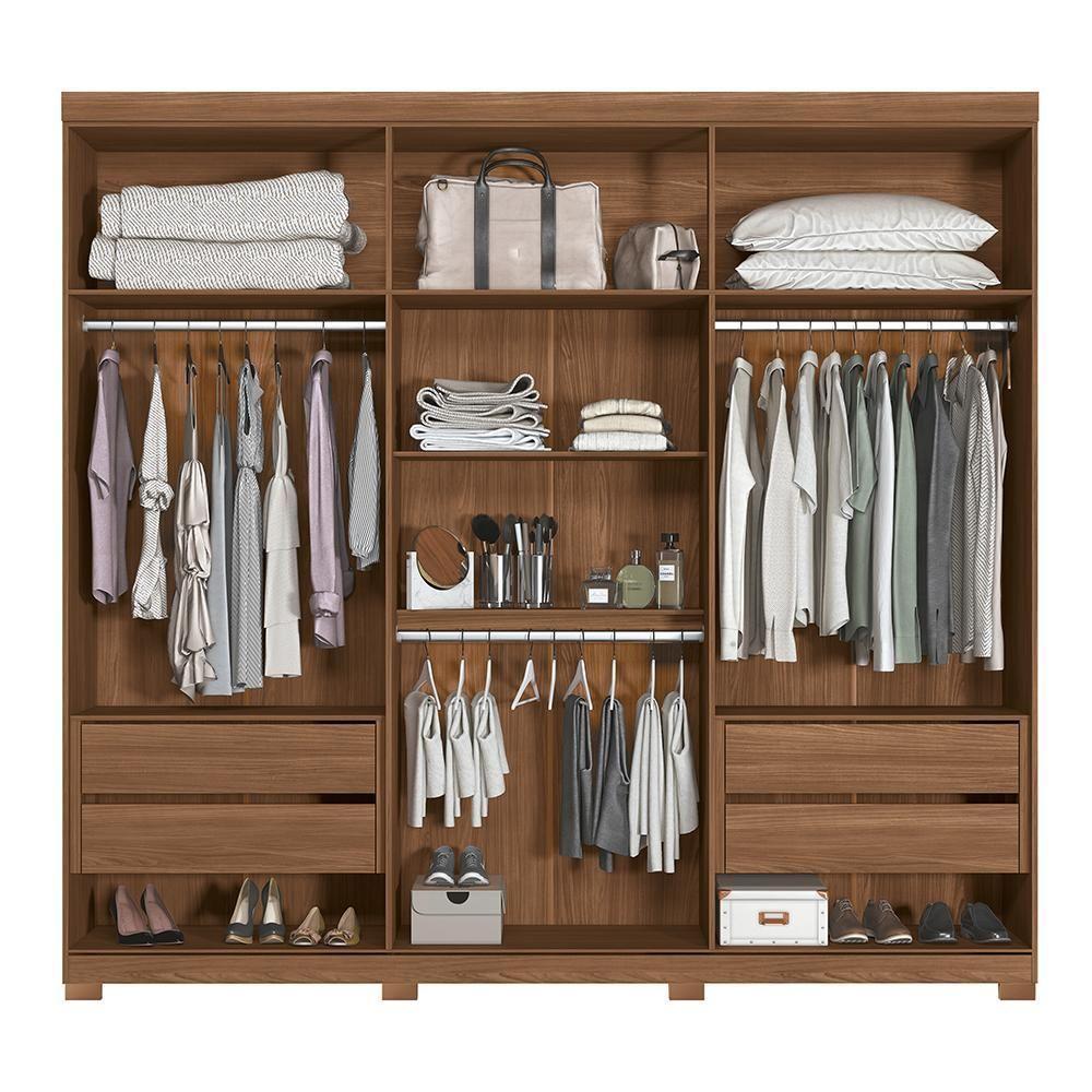 Guarda Roupa Casal Buriti Ripado 6 Portas Jatobá-areia Com Espelho E Pés - Santos Andirá Jatobá-areia - 3