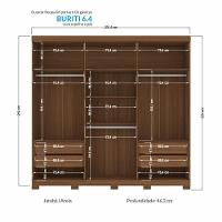 Guarda Roupa Casal Buriti Ripado 6 Portas Jatobá-areia Com Espelho E Pés - Santos Andirá Jatobá-areia - 4