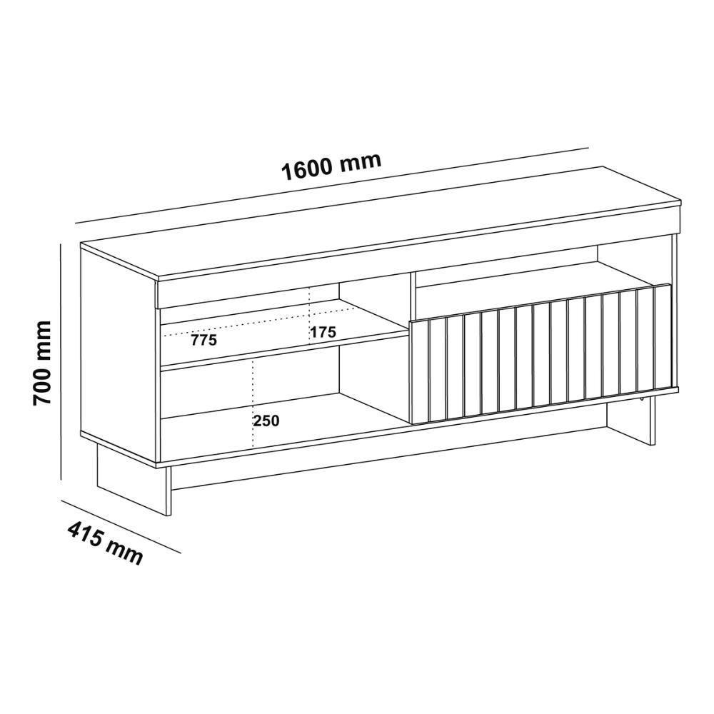Rack Para Tv Até 65 Polegadas 160cm Com 1 Porta Multimóveis Cr45320 Cinamomo/off White Cinamomo/off White - 3