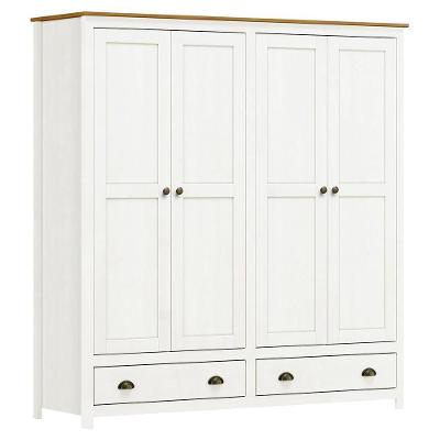 Guarda Roupa Solteiro Topázio 4 Portas 2 Gavetas Branco-freijó Madeira Maciça
