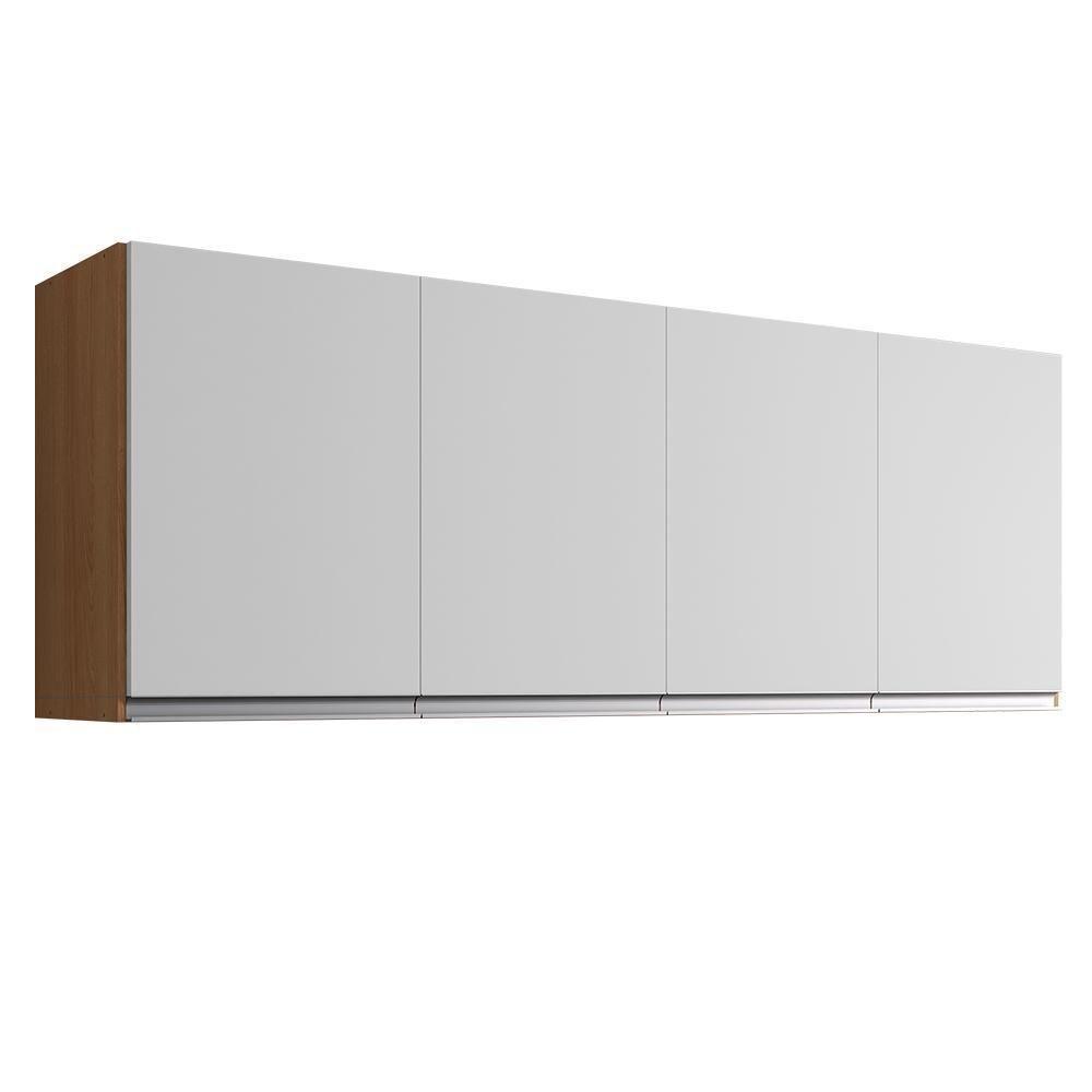 Armário Aéreo Andréia 160cm 4 Portas Amêndoa-branco - Ajl Móveis Amêndoa-branco - 1