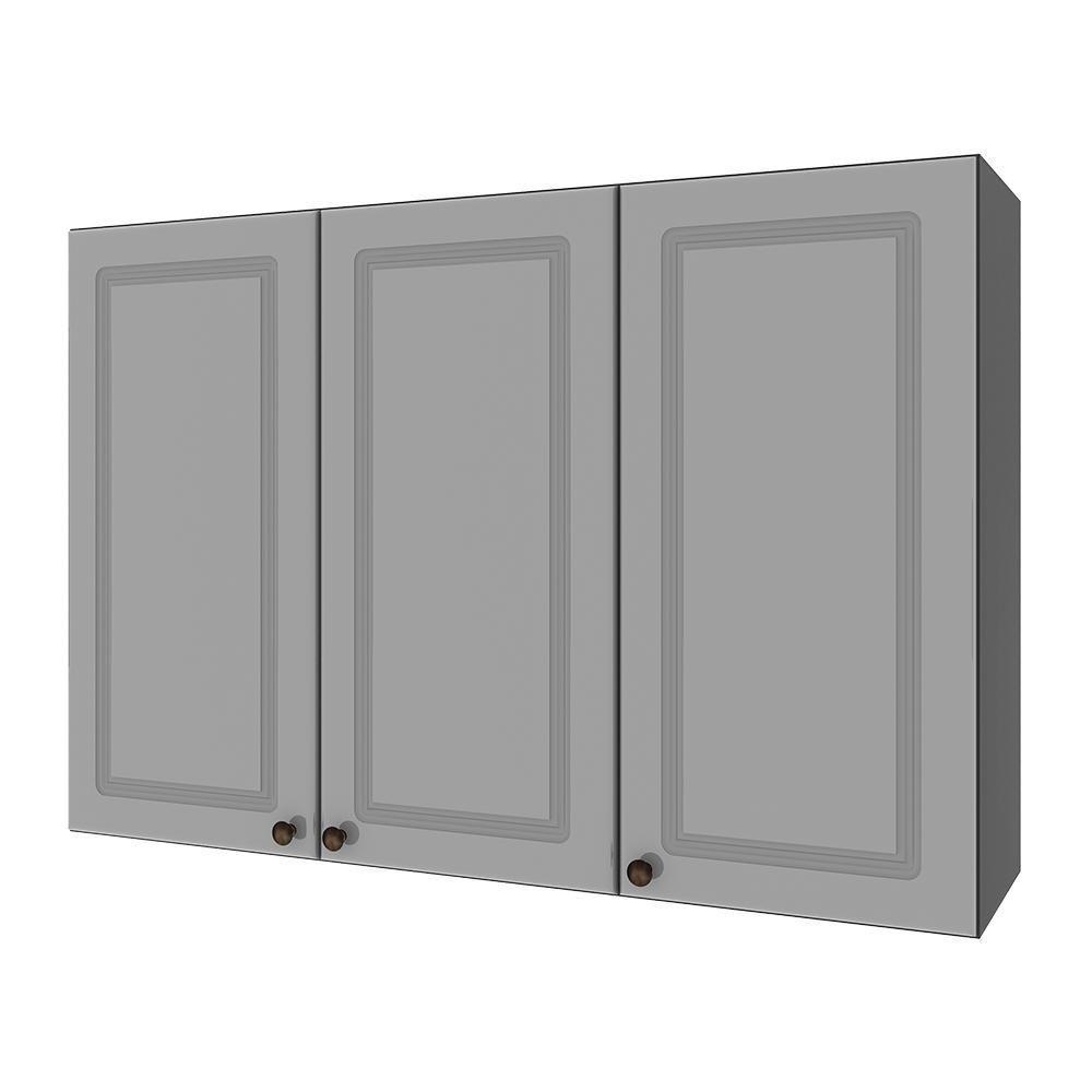 Armário Aéreo Firenze 120cm 3 Portas Chumbo-titânio - Indékes Chumbo-titânio - 1