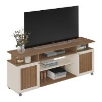 Rack Para Tv Até 75 Polegadas 180cm Com Rodízios 2 Portas Multimóveis Cr45322 Cinamomo/off White Cinamomo/off White - 2