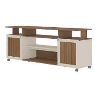 Rack Para Tv Até 75 Polegadas 180cm Com Rodízios 2 Portas Multimóveis Cr45322 Cinamomo/off White Cinamomo/off White - 5