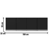 Armário Aéreo Andréia 150 Cm 4 Portas Preto Ajl - 2