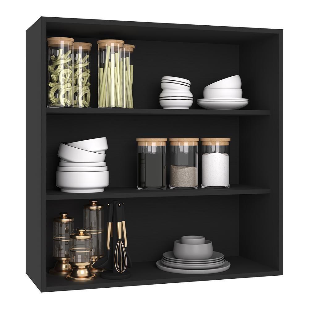 Armário Aéreo Firenze 80cm 2 Portas Chumbo-titânio Com Vidro Reflecta - Indékes Chumbo-titânio - 2