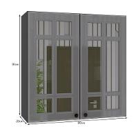 Armário Aéreo Firenze 80cm 2 Portas Chumbo-titânio Com Vidro Reflecta - Indékes Chumbo-titânio - 3