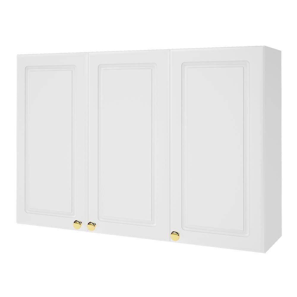 Armário Aéreo Firenze 120cm 3 Portas Branco - Indékes Branco - 1