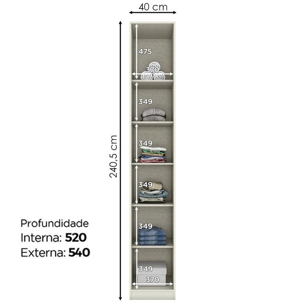 Guarda Roupa Modulado 1 Porta 241x40 Cm Seletto Areia Jequitiba Henn Areia Jequitiba - 3