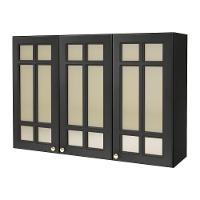 Armário Aéreo Firenze 120cm 3 Portas Chumbo Com Vidro Reflecta - Indékes Chumbo - 1