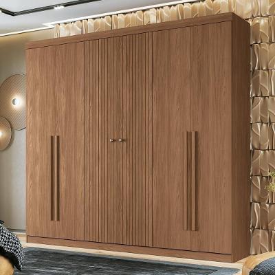 Guarda Roupa Casal Buriti Ripado 6 Portas de Bater 4 Gavetas Jatobá