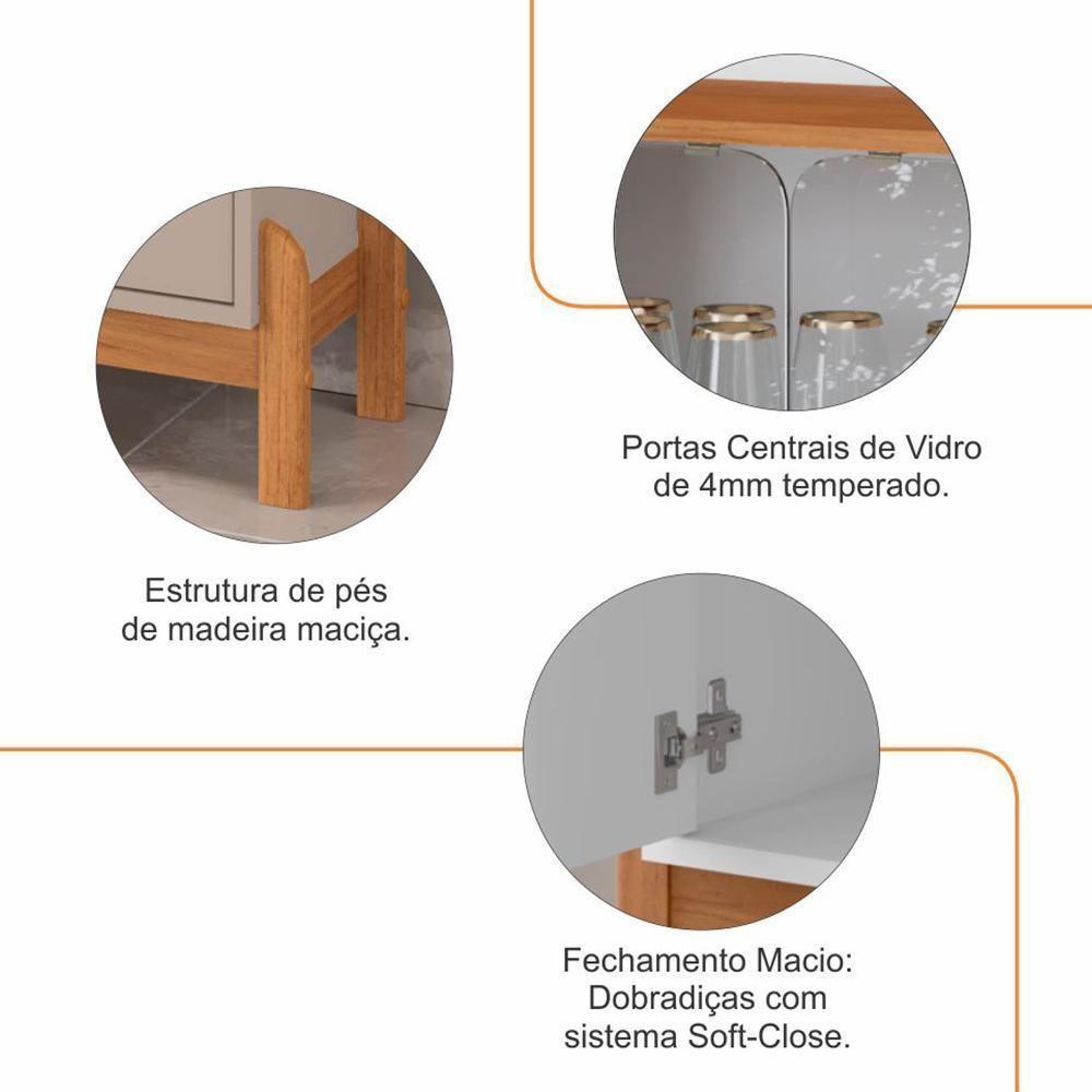 Buffet Aparador Bari 4 Portas Off White-cedro - Casa D Off White-cedro - 5