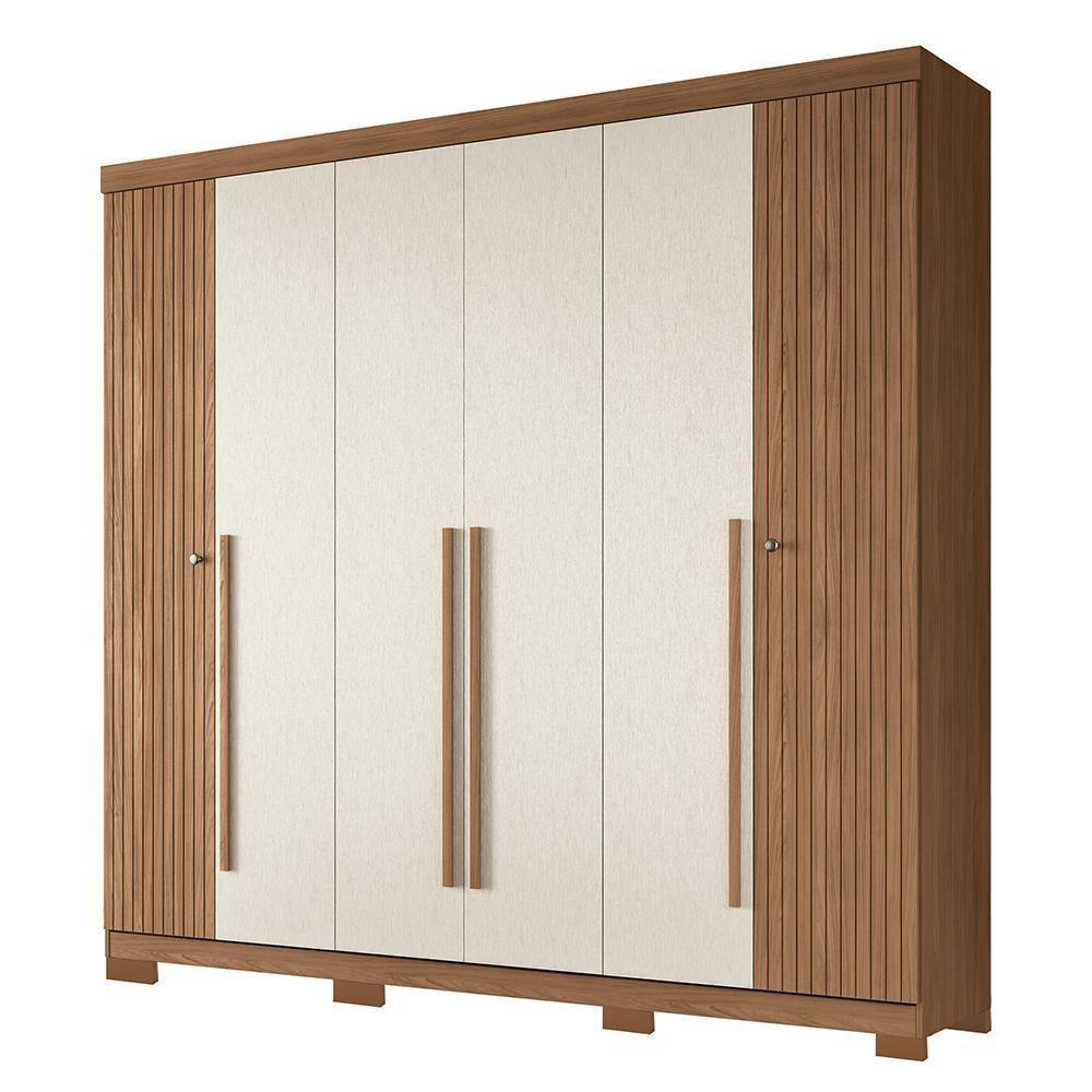 Guarda Roupa Casal Buriti Ripado 6 Portas Jatobá-areia Com Pés - Santos Andirá Jatobá-areia - 1