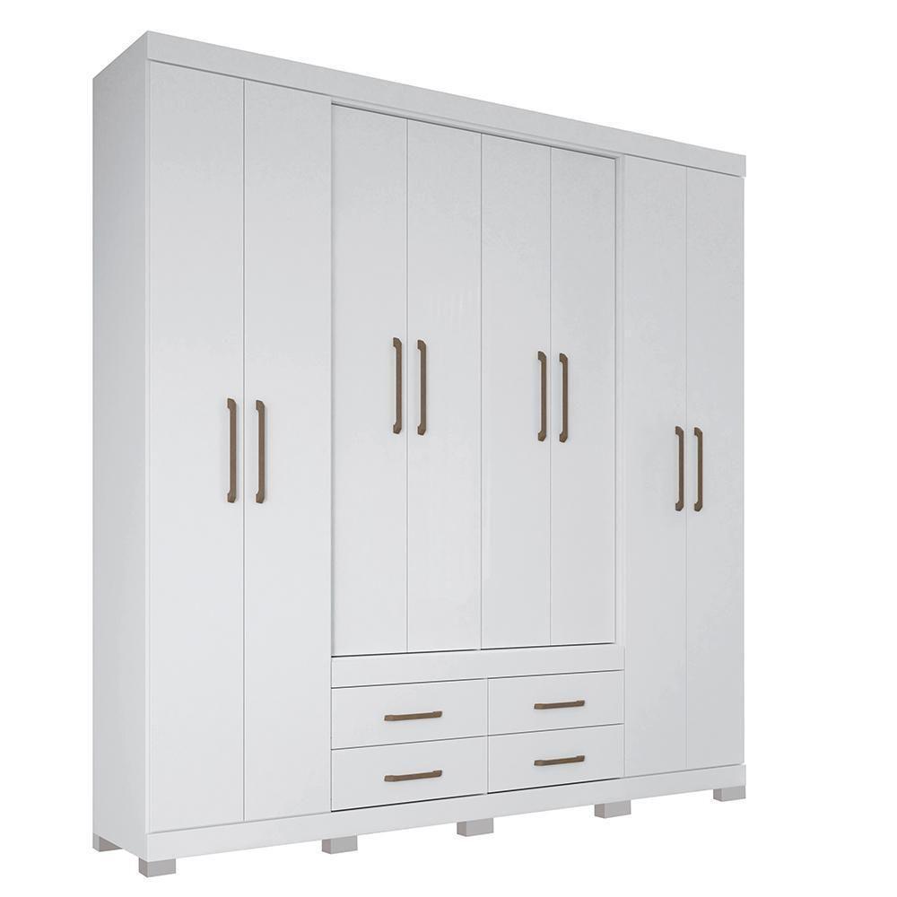 Guarda Roupa Casal Nápoles 8.4 8 Portas 4 Gavetas Branco Com Pés - Santos Andirá Branco - 1