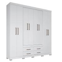 Guarda Roupa Casal Nápoles 8.4 8 Portas 4 Gavetas Branco Com Pés - Santos Andirá Branco - 1