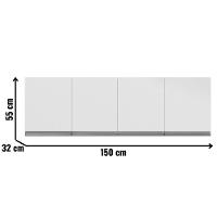 Armário Aéreo Andréia 150 Cm 4 Portas Branco Ajl - 2