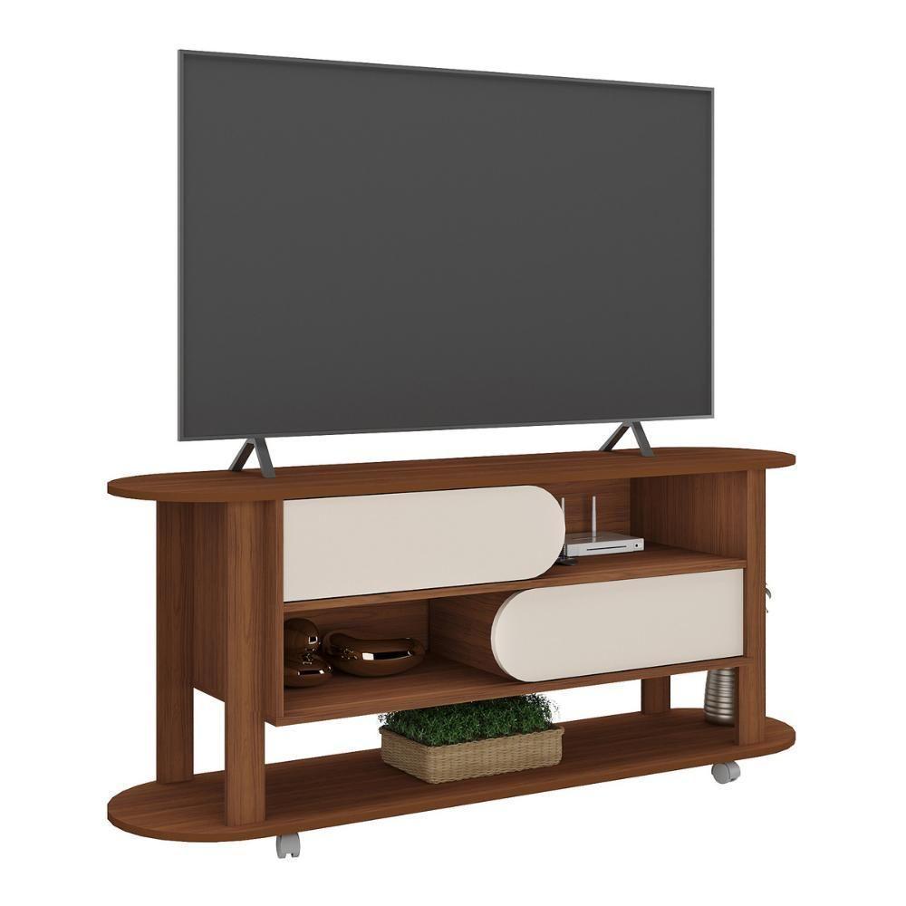 Rack Para Tv Até 65 Polegadas 150cm Com Rodízios 2 Portas Multimóveis Cr45326 Cedro/off White Cedro/off White - 2