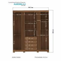 Guarda Roupa Aurora 4.4 Ripado 4 Portas E 4 Gavetas Jatobá Com Pés - Santos Andirá Jatobá - 3