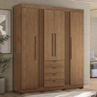 Guarda Roupa Aurora 4.4 Ripado 4 Portas E 4 Gavetas Jatobá Com Pés - Santos Andirá Jatobá - 4