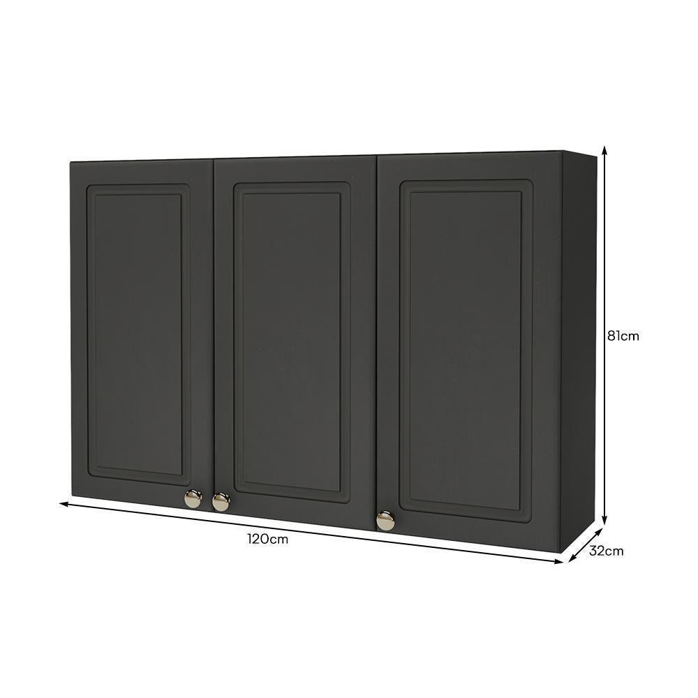 Armário Aéreo Firenze 120cm 3 Portas Chumbo - Indékes Chumbo - 3