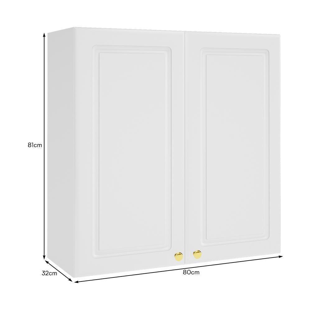 Armário Aéreo Firenze 80cm 2 Portas Branco - Indékes Branco - 3