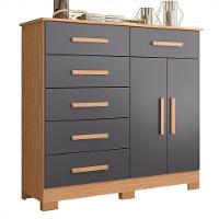 Cômoda Xangai 2 Portas E 6 Gavetas Freijó-titanium - Móveis Albatroz Freijó-titanium - 1