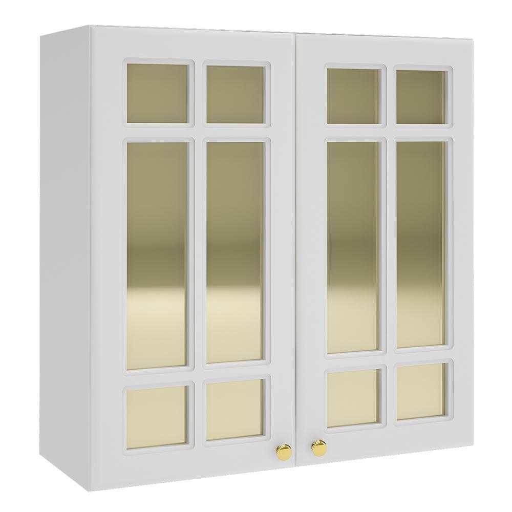 Armário Aéreo Firenze 80cm 2 Portas Branco Com Vidro Reflecta - Indékes Branco - 1