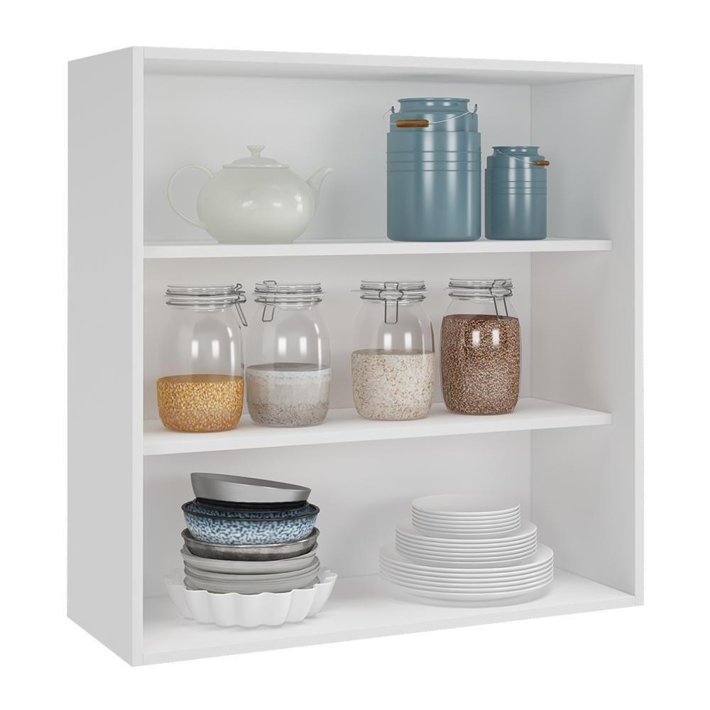 Armário Aéreo Firenze 80cm 2 Portas Branco Com Vidro Reflecta - Indékes Branco - 2